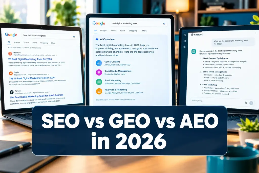 SEO vs GEO vs AEO in 2026: Which One Actually Matters for Your Business?