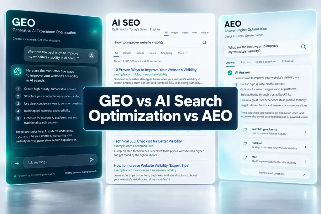 GEO vs AI Search Optimization vs AEO: Are They Really Different?